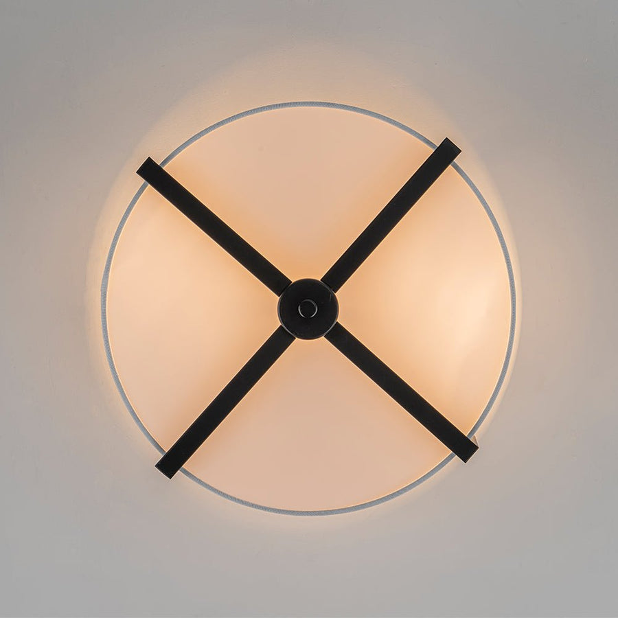 Farmhouze Light - Modern 2 - Light White Fabric Drum Flush Ceiling Light - Ceiling Light - Brass - 