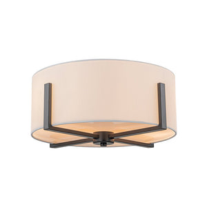 Farmhouze Light - Modern 2 - Light White Fabric Drum Flush Ceiling Light - Ceiling Light - Brass - 