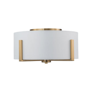 Farmhouze Light - Modern 2 - Light White Fabric Drum Flush Ceiling Light - Ceiling Light - Brass - 