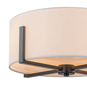 Farmhouze Light - Modern 2 - Light White Fabric Drum Flush Ceiling Light - Ceiling Light - Brass - 