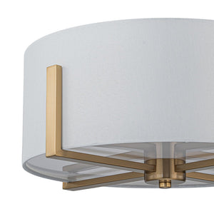 Farmhouze Light - Modern 2 - Light White Fabric Drum Flush Ceiling Light - Ceiling Light - Brass - 