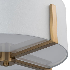 Farmhouze Light - Modern 2 - Light White Fabric Drum Flush Ceiling Light - Ceiling Light - Brass - 