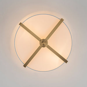 Farmhouze Light - Modern 2 - Light White Fabric Drum Flush Ceiling Light - Ceiling Light - Brass - 