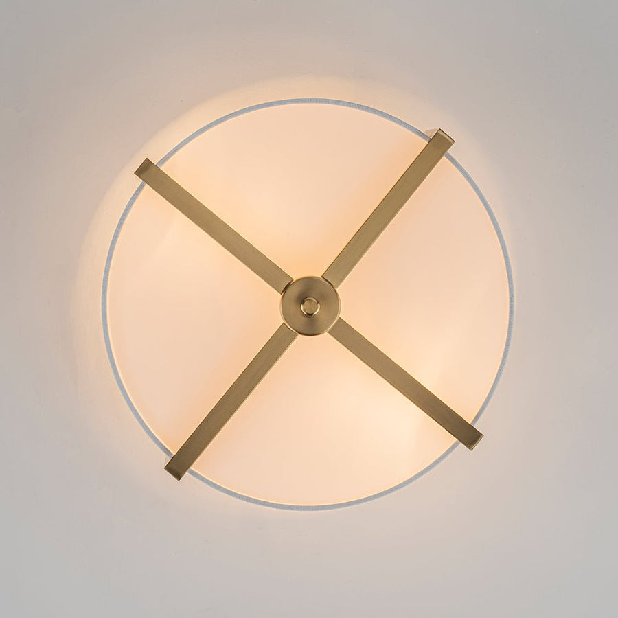 Farmhouze Light - Modern 2 - Light White Fabric Drum Flush Ceiling Light - Ceiling Light - Brass - 