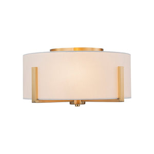 Farmhouze Light - Modern 2 - Light White Fabric Drum Flush Ceiling Light - Ceiling Light - Brass - 