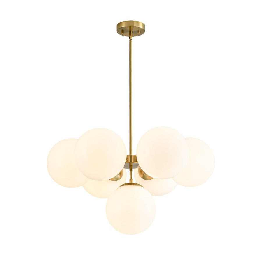 Farmhouze Light - Modern 2 - Tier Milky Glass Globe Sputnik Chandelier - Chandelier - Brass - 