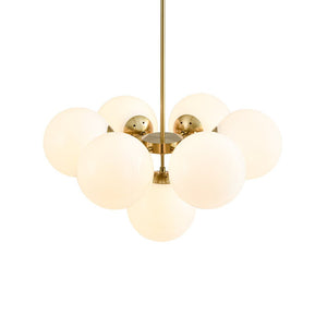 Farmhouze Light - Modern 2 - Tier Milky Glass Globe Sputnik Chandelier - Chandelier - Brass - 