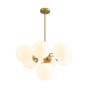 Farmhouze Light - Modern 2 - Tier Milky Glass Globe Sputnik Chandelier - Chandelier - Brass - 