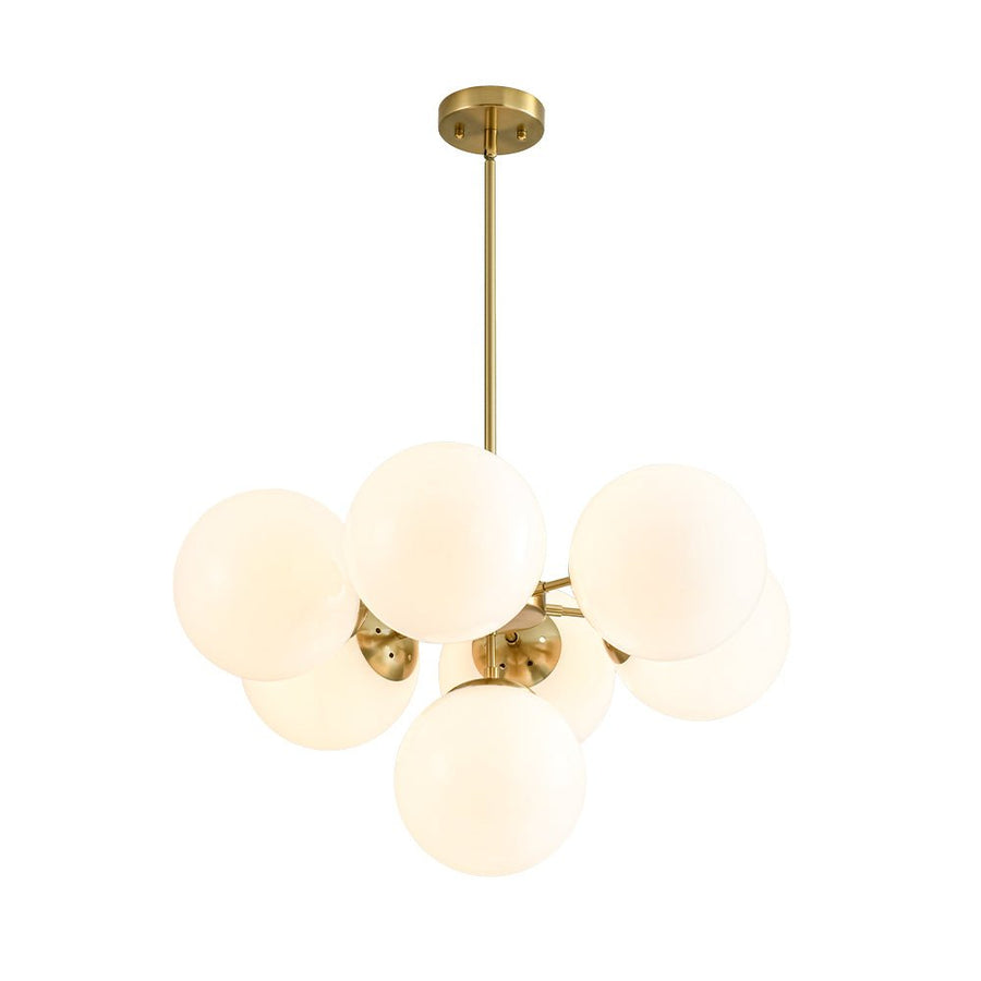 Farmhouze Light - Modern 2 - Tier Milky Glass Globe Sputnik Chandelier - Chandelier - Brass - 