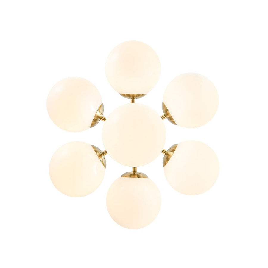 Farmhouze Light - Modern 2 - Tier Milky Glass Globe Sputnik Chandelier - Chandelier - Brass - 