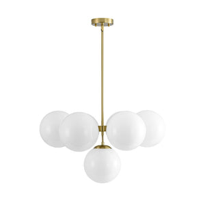 Farmhouze Light - Modern 2 - Tier Milky Glass Globe Sputnik Chandelier - Chandelier - Brass - 