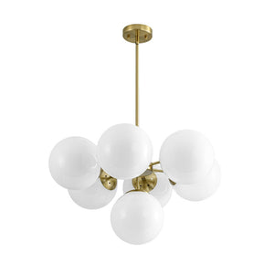 Farmhouze Light - Modern 2 - Tier Milky Glass Globe Sputnik Chandelier - Chandelier - Brass - 