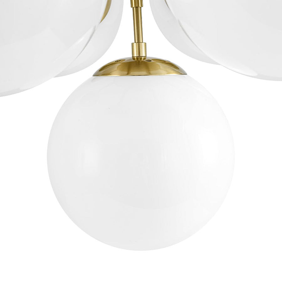 Farmhouze Light - Modern 2 - Tier Milky Glass Globe Sputnik Chandelier - Chandelier - Brass - 