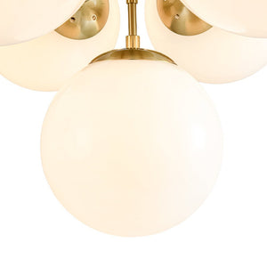 Farmhouze Light - Modern 2 - Tier Milky Glass Globe Sputnik Chandelier - Chandelier - Brass - 