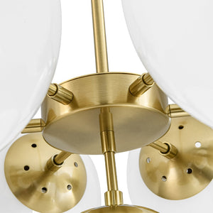 Farmhouze Light - Modern 2 - Tier Milky Glass Globe Sputnik Chandelier - Chandelier - Brass - 