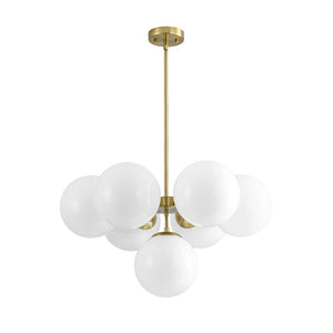 Farmhouze Light - Modern 2 - Tier Milky Glass Globe Sputnik Chandelier - Chandelier - Brass - 