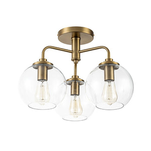 Farmhouze Light - Modern 3 - Light Clear Glass Globe Bubble Ceiling Light - Ceiling Light - Nickel - 