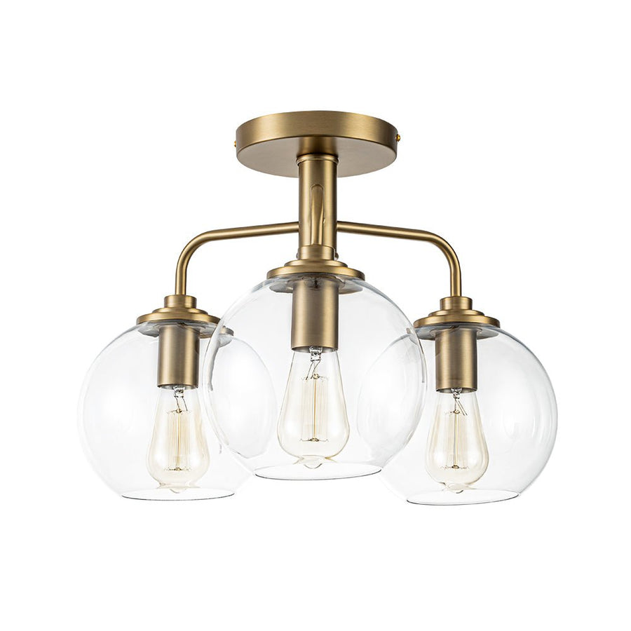 Farmhouze Light - Modern 3 - Light Clear Glass Globe Bubble Ceiling Light - Ceiling Light - Nickel - 