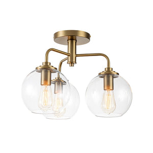 Farmhouze Light - Modern 3 - Light Clear Glass Globe Bubble Ceiling Light - Ceiling Light - Nickel - 