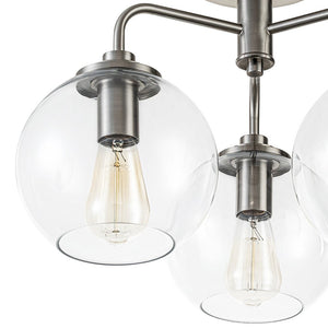 Farmhouze Light - Modern 3 - Light Clear Glass Globe Bubble Ceiling Light - Ceiling Light - Nickel - 