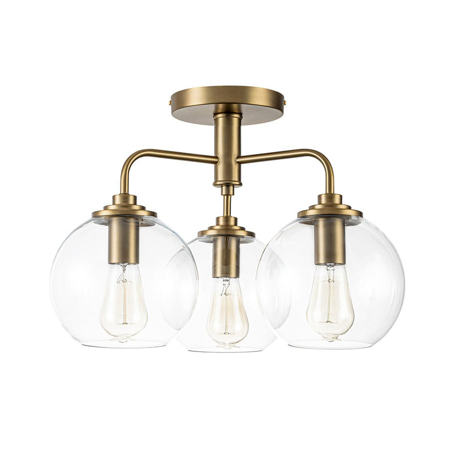 Farmhouze Light - Modern 3 - Light Clear Glass Globe Bubble Ceiling Light - Ceiling Light - Nickel - 