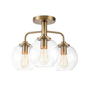 Farmhouze Light - Modern 3 - Light Clear Glass Globe Bubble Ceiling Light - Ceiling Light - Nickel - 