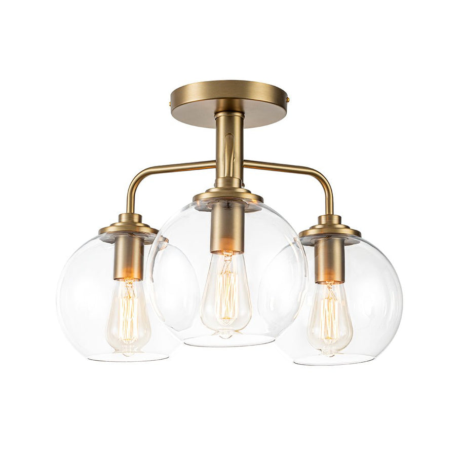 Farmhouze Light - Modern 3 - Light Clear Glass Globe Bubble Ceiling Light - Ceiling Light - Nickel - 