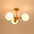 Load image into Gallery viewer, Farmhouze Light-Modern 3-Light Frosted Glass Globe Sputnik Semi Flush-Ceiling Light-Brass-
