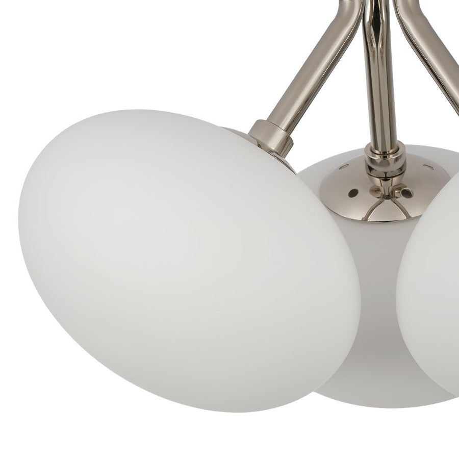 Farmhouze Light - Modern 3 - Light Opal Glass Globe Semi Flush Mount Light - Ceiling Light - Nickel - 