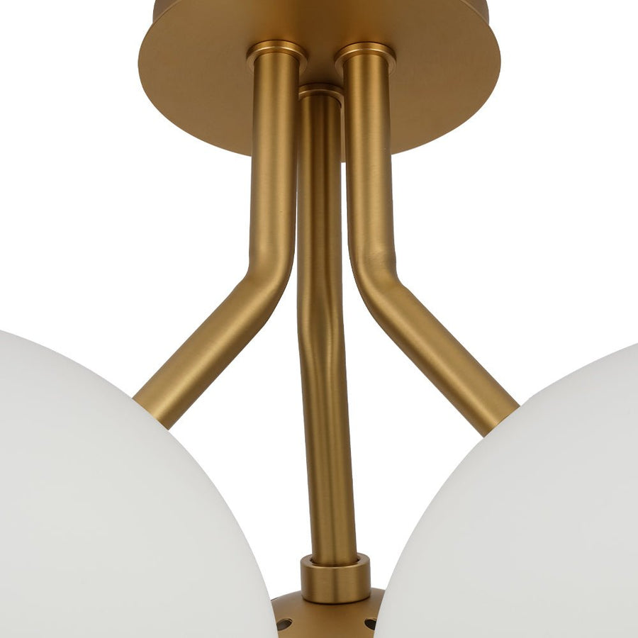 Farmhouze Light - Modern 3 - Light Opal Glass Globe Semi Flush Mount Light - Ceiling Light - Nickel - 