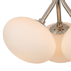 Farmhouze Light - Modern 3 - Light Opal Glass Globe Semi Flush Mount Light - Ceiling Light - Nickel - 