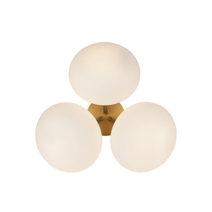 Farmhouze Light - Modern 3 - Light Opal Glass Globe Semi Flush Mount Light - Ceiling Light - Nickel - 