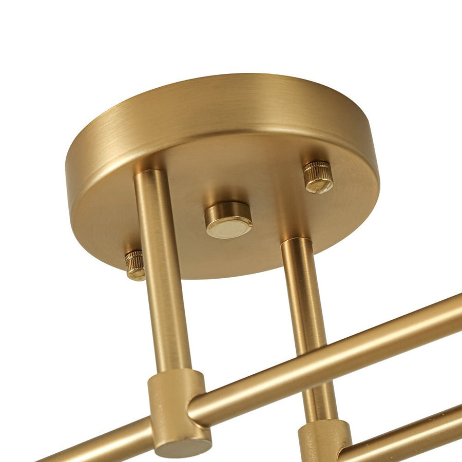 Farmhouze Light - Modern 4 - Light Milky Glass Globe Linear Sputnik Ceiling Light - Ceiling Light - Brass - 