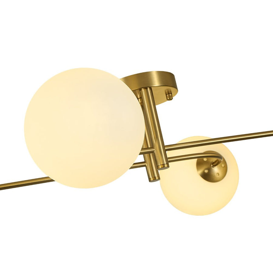 Farmhouze Light - Modern 4 - Light White Glass Globe Sputnik Ceiling Light - Ceiling Light - Brass - 