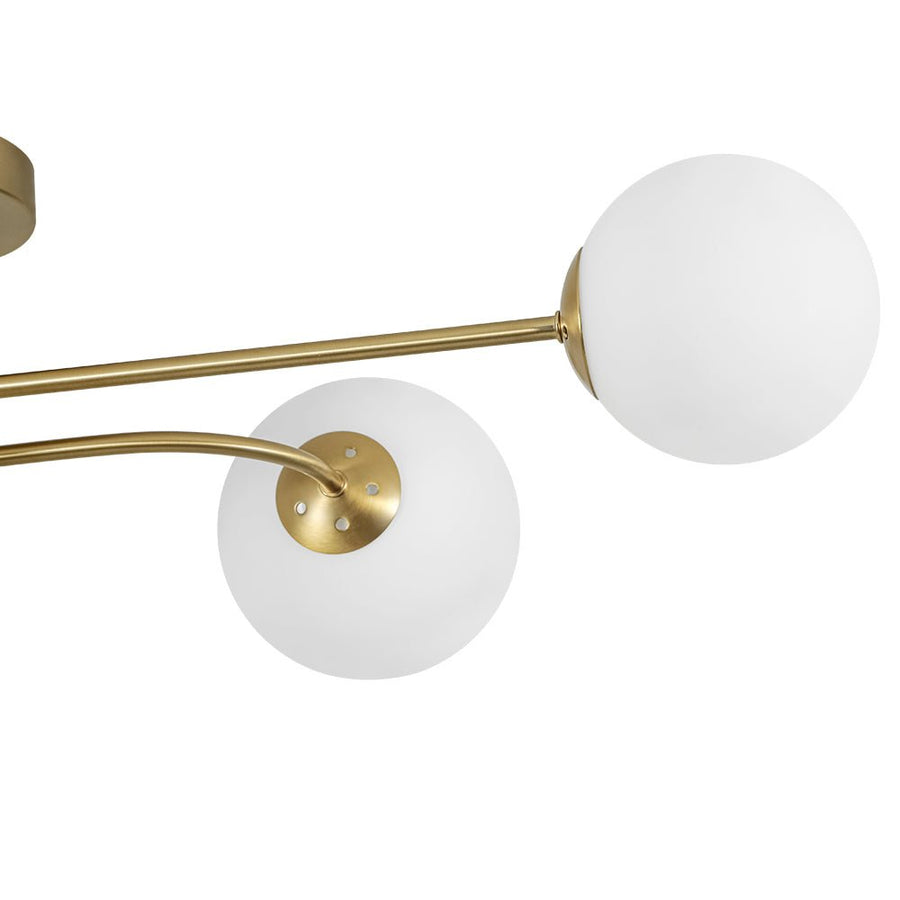 Farmhouze Light - Modern 4 - Light White Glass Globe Sputnik Ceiling Light - Ceiling Light - Brass - 