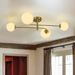 Load image into Gallery viewer, Farmhouze Light - Modern 4 - Light White Glass Globe Sputnik Ceiling Light - Ceiling Light - Brass - 
