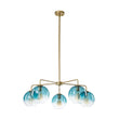 Load image into Gallery viewer, Farmhouze Light - Modern 5 - Light Glass Globe Bubble Round Sputnik Chandelier - Chandelier - Blue + Brass - 

