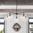 Load image into Gallery viewer, Farmhouze Light - Modern 5 - Light Glass Globe Bubble Round Sputnik Chandelier - Chandelier - Clear + Black - 
