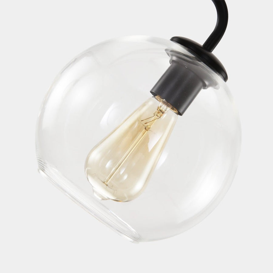 Farmhouze Light - Modern 5 - Light Glass Globe Bubble Round Sputnik Chandelier - Chandelier - Clear + Brass - 