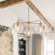 Load image into Gallery viewer, Farmhouze Light - Modern 5 - Light Glass Globe Bubble Round Sputnik Chandelier - Chandelier - Clear + Brass - 
