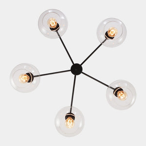 Farmhouze Light - Modern 5 - Light Glass Globe Bubble Round Sputnik Chandelier - Chandelier - Clear + Brass - 