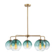 Load image into Gallery viewer, Farmhouze Light - Modern 5 - Light Glass Globe Bubble Round Sputnik Chandelier - Chandelier - Green + Brass - 
