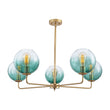 Load image into Gallery viewer, Farmhouze Light - Modern 5 - Light Glass Globe Bubble Round Sputnik Chandelier - Chandelier - Green + Brass - 
