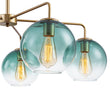 Load image into Gallery viewer, Farmhouze Light - Modern 5 - Light Glass Globe Bubble Round Sputnik Chandelier - Chandelier - Green + Brass - 
