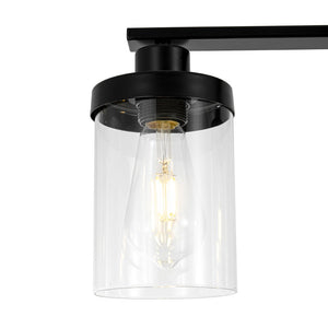 Farmhouze Light - Modern 5 - Light Glass Shade Linear Island Pendant / Semi Flush - Chandelier - Black - 