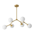 Load image into Gallery viewer, Farmhouze Light-Modern 6-Light Brass Frosted Glass Globe Branched Chandelier-Chandelier-Brass-
