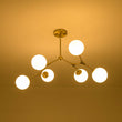 Load image into Gallery viewer, Farmhouze Light-Modern 6-Light Brass Frosted Glass Globe Branched Chandelier-Chandelier-Brass-
