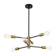 Load image into Gallery viewer, Farmhouze Light - Modern 6 - Light Metal Sputnik Linear Chandelier - Chandelier - Black+Brass - 
