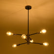 Load image into Gallery viewer, Farmhouze Light - Modern 6 - Light Metal Sputnik Linear Chandelier - Chandelier - Black+Brass - 
