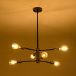Load image into Gallery viewer, Farmhouze Light - Modern 6 - Light Metal Sputnik Linear Chandelier - Chandelier - Black+Brass - 
